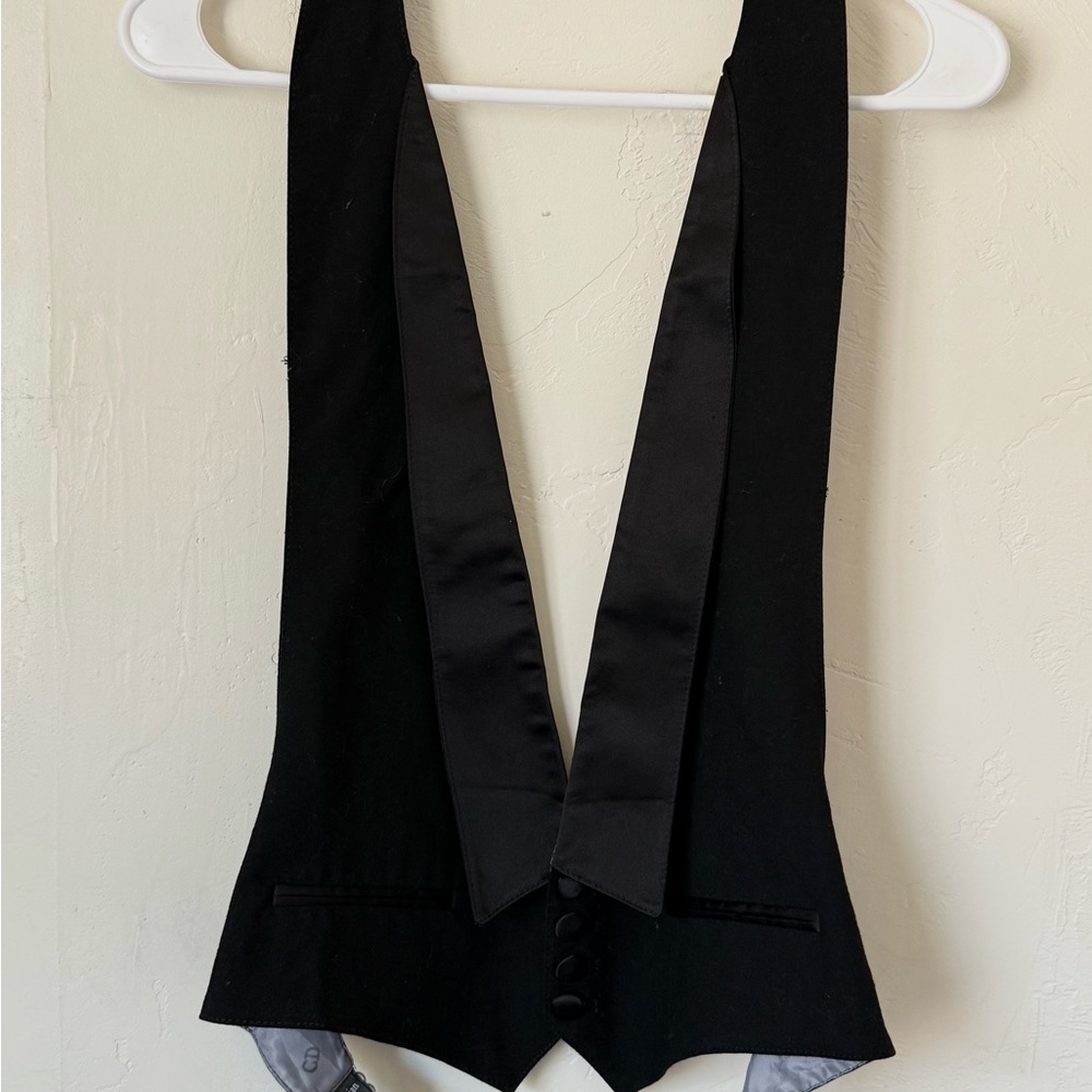 Black Satin Tuxedo Vest Christian Dior